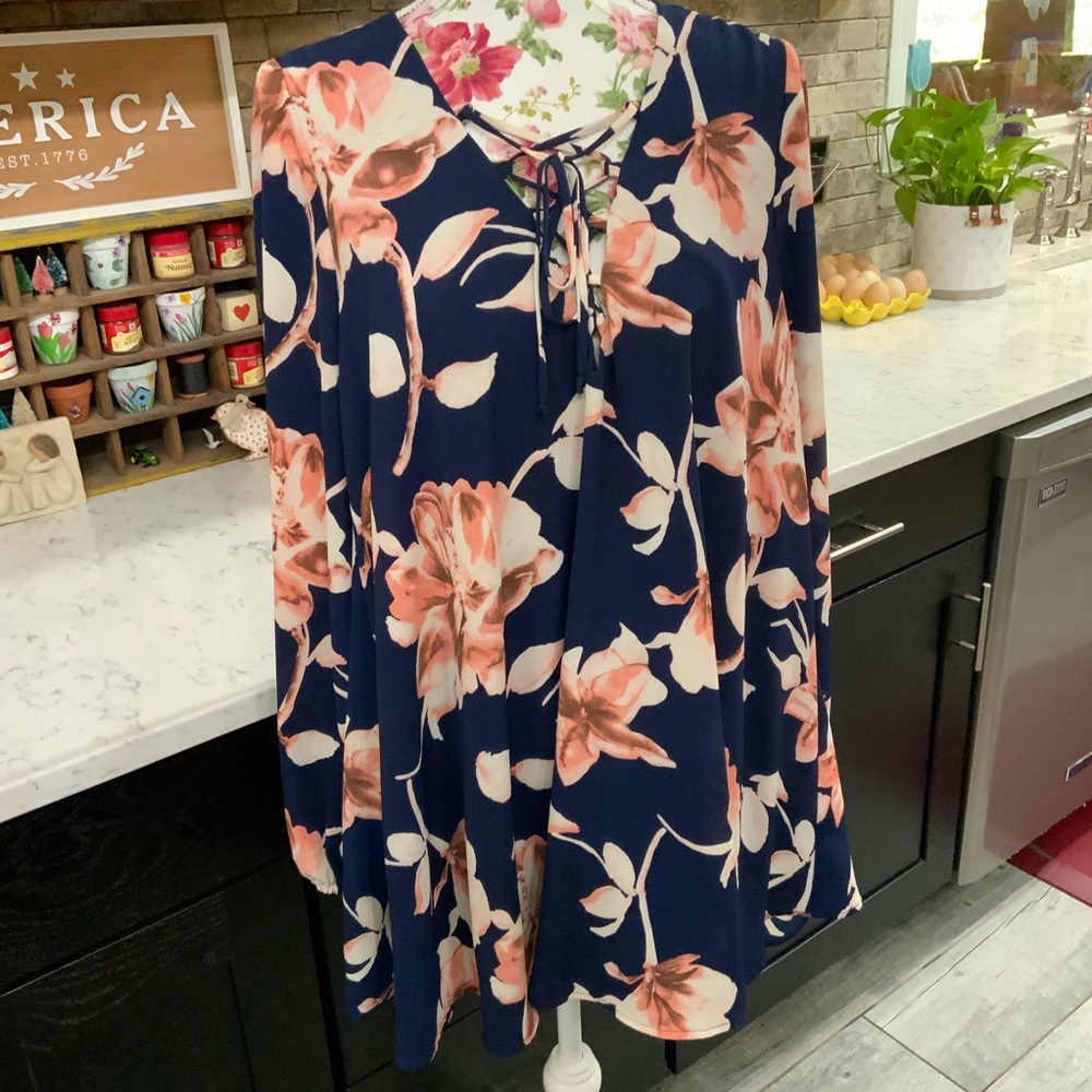 Show Me Your Mumu Sz Small Thunder Bird Dress Floral Mini Navy Blue Pink Lined